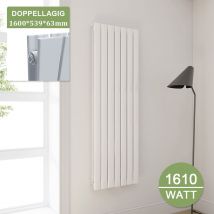 Paneelheizkörper Weiß Heizkörper Vertikal 1600x539mm Doppellagig - Elegant