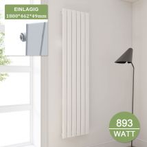 Elegant - Paneelheizkörper Weiß Heizkörper 1800 Vertikal 1800x462mm Einlagig