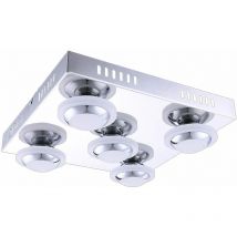 Plafonnier chrome salon plafonnier plafonnier métal, 5x led 4,5W 400Lm blanc chaud, LxPxH 30x30x9 cm