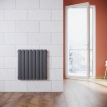 ELEGANT Radiadores de Agua Caliente 630x616mm,Radiador de Salón Potencia 1446 W,Monocapa Vertical,Conexiones Centrales G 1/2" - Antracita