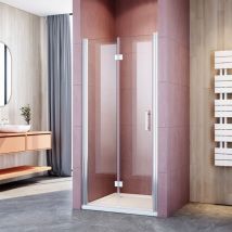 Reversible 800mm Bi-Fold Shower Cabin Enclosure 6mm Walk in Safety Tempered Glass Shower Cubicle with Shower Tray 900x800mm and Waste Trap - Elegant