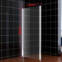 ELEGANT Frameless Side Panel For Shower Enclosure 6mm Safety Tempered Glass Bathroom Modern 760mm