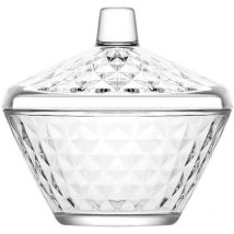 Elegant sugar bowl in thick decorative glass with lid 48109554 48109554 48109554 48109554 48109554