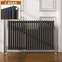 Elegant - Traditional Radiator Anthracite Double Horizontal Cast Iron Grey Radiator - Perfect for Kithcen, Living Room, Bathroom Radiators 2 Column