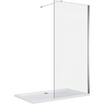 Elegant - Walk in Shower Enclosure 1100mm Waterproof Shower Screen 8mm Easy Clean Glass Shower Panel 1200x800mm Shower Tray + Waste Trap Cover