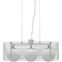 Iperbriko - légante suspension blanche, dimensions 25cm x 60cm x 120cm, avec abat-jour, câble et rosace en métal