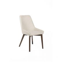 Eleganter Stoffstuhl – Beiger Bezug – Massivholz Nussbaum – 62 cm x 49,5 cm x 87 cm