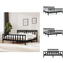 Massivholzbett Schwarz 200x200 cm - Holzbett - Massivholzbette - Doppelbett - Kiefernbett - Schwarzes Bett