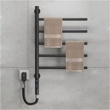 Ugreat - Elektrisch beheizter Handtuchhalter, drehbarer Handtuchwärmer, wandmontierter Wäscheständer, 5-teiliger Handtuchwärmer aus Edelstahl, mit