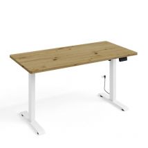 Bim Furniture - Elektrisch höhenverstellbarer Schreibtisch 140x70 weiß/Artisan Eiche