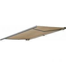 Elektrische Kassettenmarkise HHG-606, Markise Vollkassette 5x3m Polyester Creme, Rahmen grau