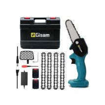 Gisam - Elektrische Mini-Kettensägen 21V 2 Batterie Tragbare Elektrosäge Garten Logging 4PCS Extra Kette - Blau