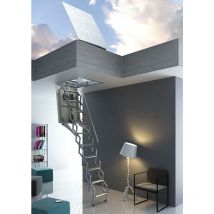 Matisère - Elektrische Scherentreppe für den Zugang zu Terrasse, Deckenöffnung 80x100cm, Bodentreppe mit Fernbedienung, einsetzbar für Raumhöhen