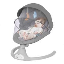 Kingso - Elektrische Wippe, Babyschaukel, Hochstuhl, 5 Geschwindigkeiten, Bluetooth-Musik, Farbe grau Hasaki