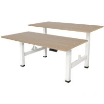 Vivol - Elektrischer Doppel-Schreibtisch - 160x80 cm - Dual Motor - Weiß / Eiche
