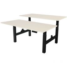 Elektrischer Doppel-Schreibtisch - 180x80 cm - Dual Motor - Schwarz / Eiche hell