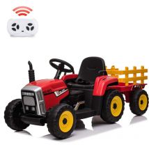Elektrischer Traktor Für Kinder 12v Mit Anhänger – Elternfernbedienung, Led, Musik, Usb – Für 3–8 Jahre – Rot