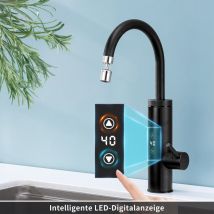 Ubeegol - Elektrischer Wasserhahn mit Durchlauferhitzer 230V, 3400W Wasserhahn Küche mit Touch-Temperaturregler, Anti-Spritz Edelstahl Küchenarmatur,