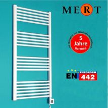 Mert - Elektro-Badheizkörper, 40 x 120 cm, weiss, inkl. digitaler Thermostatregler KTX-4 & Heizpatrone
