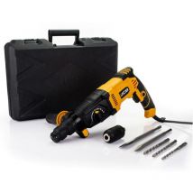 Elektro-Bohrhammer JCB SDS Plus 1500W, Bohren, Schlagen und Meißeln, Antivibrationsgriff, Schnellwechsel, inkl. Bohrer und Meißel, stabiler Koffer.