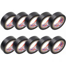 Miya - Elektro-Isolier-Klebeband, 10 Stück, schwarz, zur Umreifung und Befestigung von Elektrokabeln bis zu Rollen, Wärmeisolierung aus pvc für die