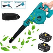 Elektroblätterbläser und Vakuum, 2 in 1 schnurloser Blattgebläse, kabelloser Luftgebläse , Garten Schneestaubblatt -Saug Vakuum+2x 5,5a Batterie