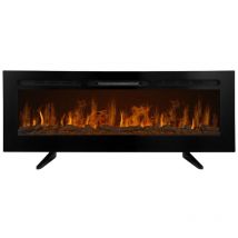 Elektrokamin 152cm Elektroheizung Einbau Wandkamin Kamin led Dekokamin Schwarz