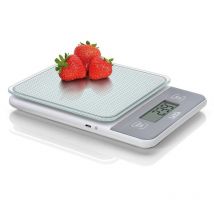 Weiße elektronische Küchenwaage mit wiederaufladbarem Akku max. Gewicht 5Kg