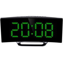 Elektronischer Wecker Mit Gebogenem Led-display, Spiegeltemperaturanzeige, Schlummerfunktion, Geräuschlosem Betrieb, Batteriebetrieben, Farbigem 