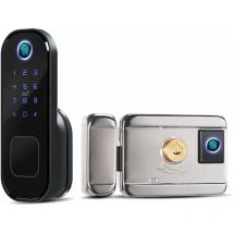 Gotrays - Elektronisches Türschloss doppelseitiges Außentürschloss Tuya Tuya App Passcode RFID-Karte Schlüsselloses Front-Fingerabdruckschloss