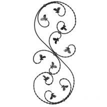 Pannello a Riccio grande, disegno a foglia - Altezza 860mm Larghezza 350mm in lamiera martellato 16x5mm - Ferro battuto - Saldatura