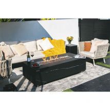 Elementi - Brasero extérieur barna-set Brasero au gaz de table pour extérieur, salon de jardin en porcelaine aspect marbre noir rectangulaire L152 x