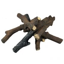 Brennholz Keramik in Reisig-Optik, braun - Elementi