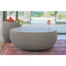 IKARIA Table basse en pierre de galets en béton effet pierre naturelle unique 107.5 x 100.5 x 41 cm
