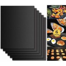 Thsinde - Accesorios de cocina, juego de 6 bandejas para barbacoa y horno (40 x 33 cm), antiadherentes y reutilizables, para barbacoas de gas, carbón