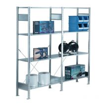 Schulte Lagertechnik - tagère à emboîter H2000xl1000xP300 mm étagère de base galvanisée 2 cadre, 4 tablettes cap. charge 150 kg charge champ 1300 kg