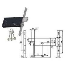 Elettroserratura infilare per fasce d/mappa cat. e scrocco MM.82,5 h 5938 - MM.90 interasse MM.67 (5938)