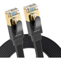 Elfcam - 1m Cable Ethernet Cat 8, Plat Cable Reseau lan wan, sftp 30AWG, 2000Mhz 40Gbps avec Connecteurs RJ45 Haute Qualite, Noir (1M)