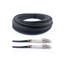 25m Cable de Fibra Óptica Blindado de Acero para Exterior e Interior lc/upc a lc/upc OM3 Multimodo Dúplex 50/125μm Negro - Elfcam
