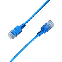15m Ultra Slim Cat6A Câble Ethernet 10Gbps 32AWG utp OD2,8mm 500MHz, 10Gb Thin RJ45 Patch Cord pour lan, Router, Modem, Xbox, Laptop et Servers, Bleu