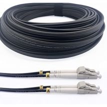 Elfcam - 100m Glasfaserkabel Aus Gepanzertem Stahl Für Außen- Und Innenbereich Lc/upc Zu Lc/upc Om3 Multimode Duplex 50/125μm Schwarz
