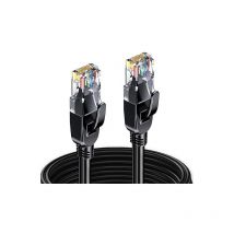 Câble Ethernet RJ45 Cat 7 Blindé sftp - 3.5m (Rond Noir), 10Gbps, 600MHz, 100% Cuivre, Ultra Rapide, Anti-Interférences, Idéal pc, Console, Routeur,
