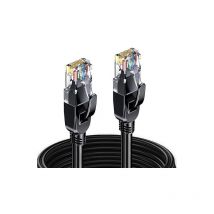 Câble Ethernet RJ45 Cat 7 Blindé sftp - 5m (Rond Noir), 10Gbps, 600MHz, 100% Cuivre, Ultra Rapide, Anti-Interférences, Idéal pc, Console, Routeur,