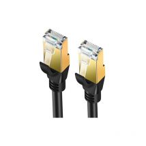 Elfcam - 12m Cable Ethernet Cat 8, Rond Cable Reseau LAN WAN, Cat8 SFTP 28AWG, 2000Mhz 40Gbps avec Connecteurs RJ45 Haute Qualite, Noir (12M)