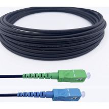 Elfcam - Cable de fibra óptica 50 m (Negro, Blindado con acero) - sc/apc a sc/upc, OS2 Simplex monomodo 9/125 μm, Resistente y estanco - Instalación