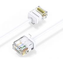 Elfcam - Cable de red Ethernet RJ45 Cat 6 Slim 3 m (Blanco) – 32AWG ultra fino, Red lan/wan, Alta velocidad, Ocupación reducida – Ideal para pc,