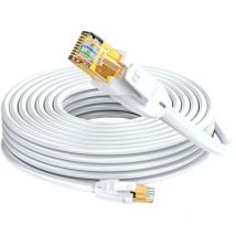 Elfcam - Cable de red Ethernet RJ45 Cat 7 Blindado sftp - 3.5 m (Redondo Blanco), 10 Gbps, 600 MHz, 100% Cobre, Ultra Rápido, Antiinterferencias,