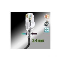 Elfcam - Cable de Red Ethernet Slim Cat 8 0,5 m Redondo Negro lan wan sftp 32AWG, 2000 MHz 40 Gbps con Conectores RJ45 de Alta Calidad