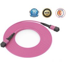 Câble Fibre Optique mpo Femelle à mpo Femelle, Multimode OM4, Type B,Violet,(25m, 12 Fibres) - Elfcam