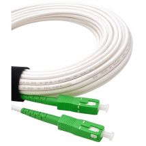 Elfcam - Glasfaserkabel sc-apc zu sc-apc - 50m (Weiß), Verstärktes Glasfaser-Patchkabel, Simplex Singlemode 9/125 μm, Geschirmt, Geringe Dämpfung